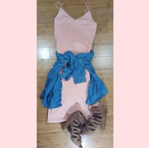 6 for $25 blush pink strappy ribbed dress
